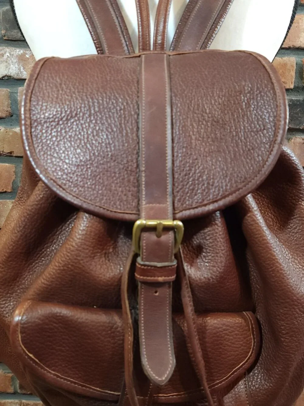 Tanner's Alley Leather Shop 100% Pebbled Leather Rucksack Backpack #455 Travel